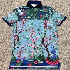 Greyson Polo Shirt Mens S Magic Garden Floral Golf Performance Shirt New