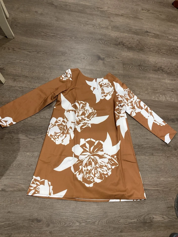 Vestido Anthropologie Ellender Marrón Floral Manga Larga Talla Pequeña Nuevo Foto 3 de 4