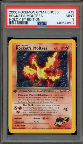 Pokemon Rocket's Moltres Gym Heroes 1st Edition Holo Rare #12 PSA 9 Mint