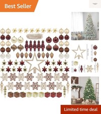 101pcs Christmas Tree Ornaments Assortment Burgundy Brown Champagne Gold Incl...