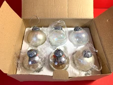Southern Living At Home Brilliant Glass Ornaments Crackle Glass Set Of 6 In Box 