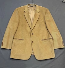 Jos A Bank Corduroy Sport Coat Mens 46L Beige Wool Suit Jacket Blazer Silk Lined