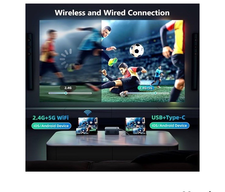 vamvo Mini Projector WiFi Portable Movie Projectors, 