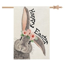 Happy Easter Bunny House Flag 28X40 Inch Large Double Sided for Outside Burla...