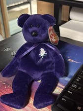 1997 Princess Diana Ty Original Beanie Baby Bear PE Pellets Purple Rare w/Tag