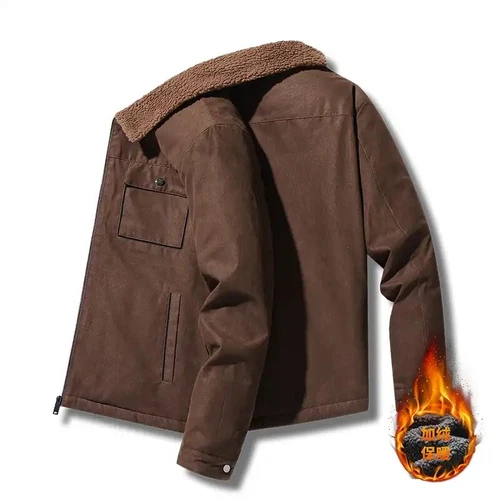 Winter Men Cargo Jacket Casual Warm Fleece Thicken Zipper Coat Streetwear - Bild 5 von 12