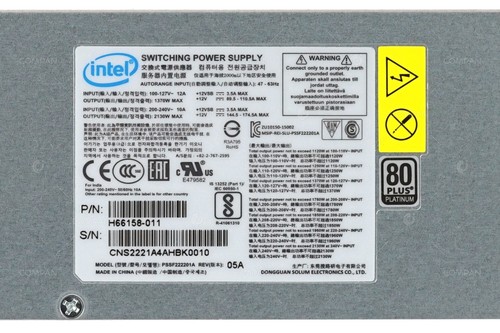 H66158-011 INTEL 2130W POWER SUPPLY 80 PLUS PLATINUM AC CRPS - Picture 4 of 8