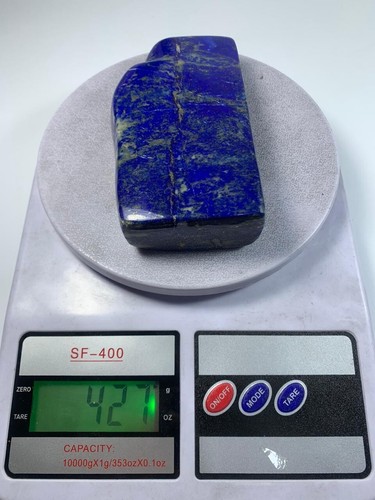 Lastra di cristallo grezzo lucido 427 grammi lapislazzuli blu forma irregolare dall'Afghanistan - Foto 16 di 16