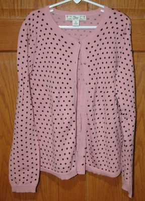 GAP Girls Size XL 12 Sweater Cardigan Pink With Brown Polka Dots - Image 1 of 3