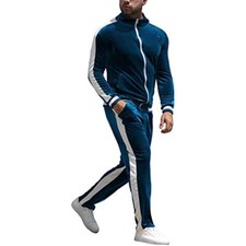 Men's Velour Tracksuit Jogging Suit Full Zip Casual Jackets Pants 2 Piece Outfit