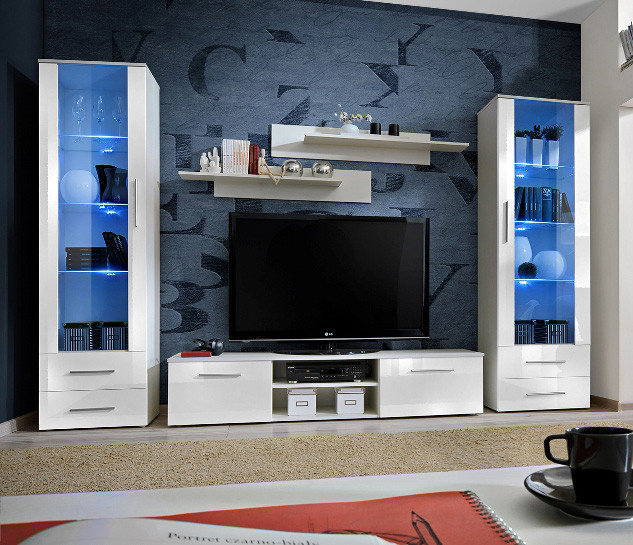 Telia 1 White High Gloss Fronts Living Room Wall Units For Sale Online