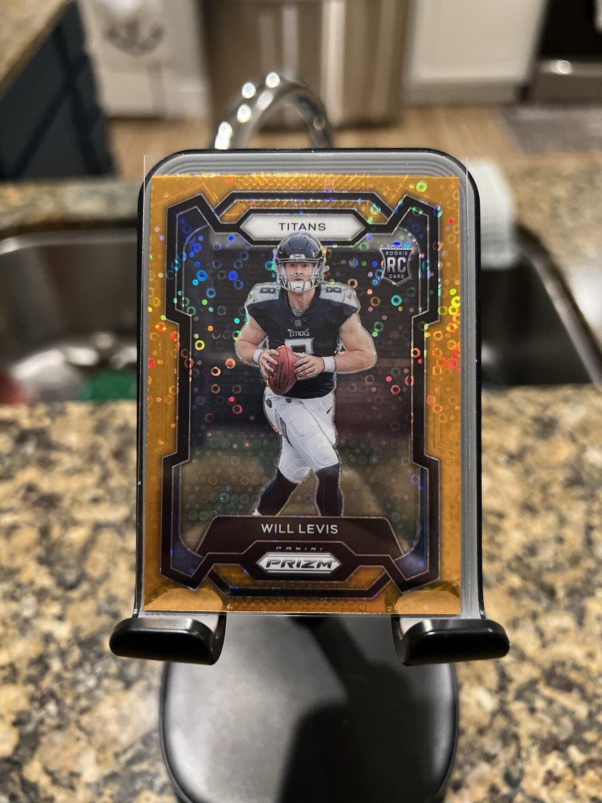 2023 Panini Prizm - #397 Will Levis (RC) Orange Disco Prizm SP- Titans Rookie