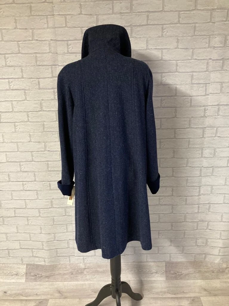 New Ladies Abraham Moon Navy Blue HerringBone Tweed Wool Swing