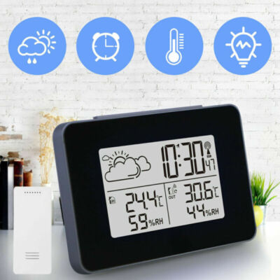 Funk-Wetterstation Innen Außensensor Thermometer Hygrometer digital LCD Uhr DHL