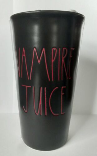 Rae Dunn Black Vampire Juice Travel Ceramic Mug Tumbler Halloween  - Picture 1 of 9