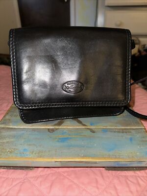 Pellettereo Marco Firenze Small Black Leather Cross Body Bag Made in Italy (F)