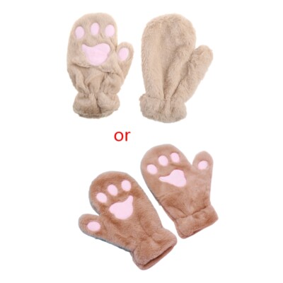 Women for Cat Paw Gloves Cartoon Bear Claw Cosplay Fluffy Plush Full Finger Mitt