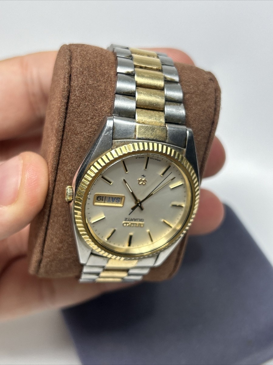 PARTS/REPAIR Seiko SQ 7123-8059 Two Tone Day Date White Dial PARTS/REPAIR Seiko SQ 7123-8059 Two Tone Day Date White Dial