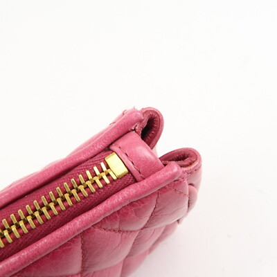 MIU MIU Logo Leather Clutch Bag Pouch Pink 5NE455 Authentic Used F