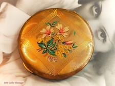 Kigu Pink gold floral Vintage Kigu Powder Compact-Make Up-Mirror-0i