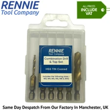 Rennie Tools 6 Piece Combination HSS Drill And Tap Set M3 M4 M5 M6 M8 & M10 