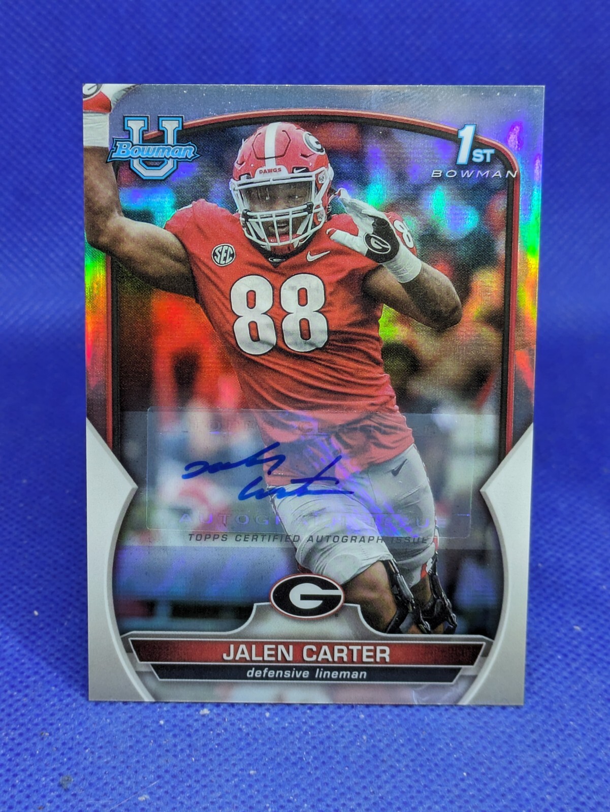 2022 Bowman University Chrome Jalen Carter 1ST REFRACTOR AUTO /499 GEORGIA #37