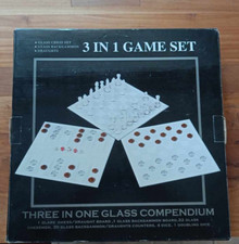 Glas Kompendium Spielesammlung Schach Dame Backgammon, unbespielt,