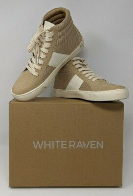 White Rave Bree Perforated High Top Sneaker [US 6.5, Almond (Tan/Khaki), READ]