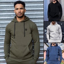 Mens Enzo Pullover Hoodie Casual Fleece Winter Warm Hooded Top