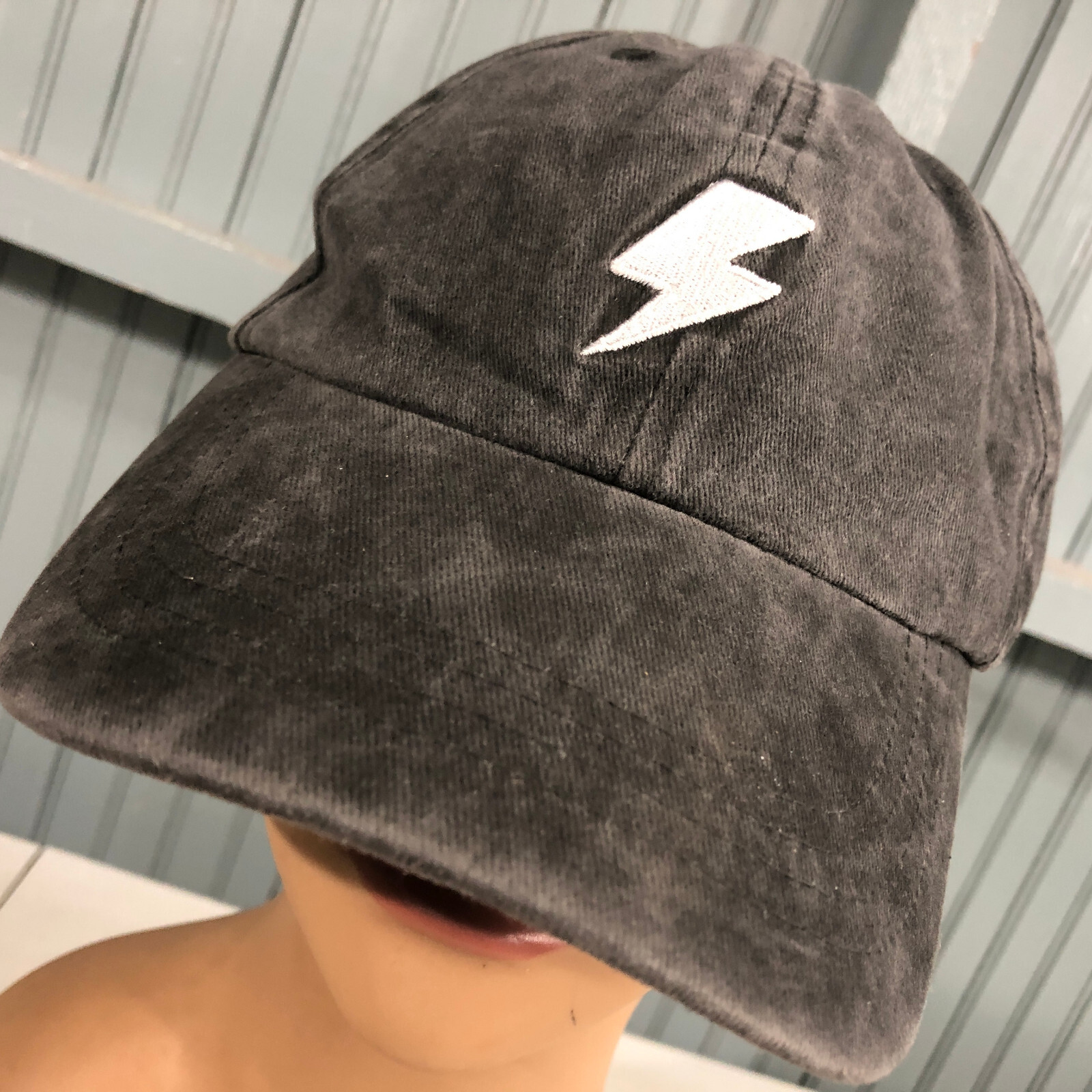 Flash Lightning Bolt Gray Distressed Strapback Ba… - image 1