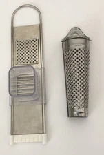 Estate Lot of 2 Vintage Stainless Steel Nutmeg Spice Garlic Graters Zesters