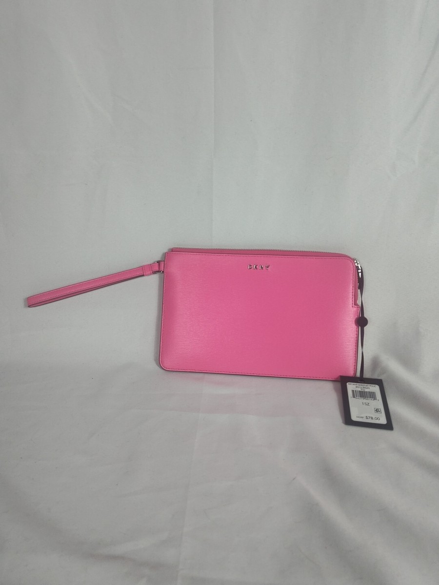 NEW DKNY Bryant Pink Logo Wristlet Pouch Clutch Wallet With Tags