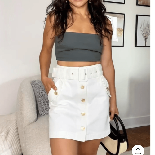 NWT Jenner’ Naylor Plus Size White Denim Button Mini Skirt Oversized Belt - 18 - Picture 2 of 11