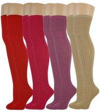 Sumona 4 Pairs Women Knit Assorted Color Over the Knee Socks