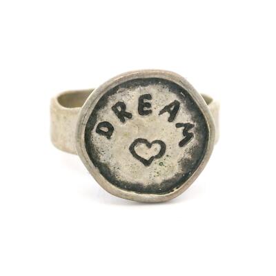 Vintage Sterlingsilber ''TRAUM'' Herz gehämmert Oberfläche Bandring