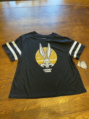 Bugs Bunny Looney Tunes Ladies Fit Crop Shirt Sz M