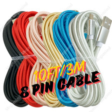 10FT USB Fast Charger Cable For iPhone 14 13 12 11 XS Max XR X SE Charging Cord