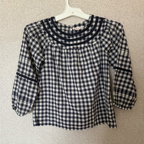 J. Crew Crewcuts Girl Size 10 plaid cottagecore long sleeve peasant shirt