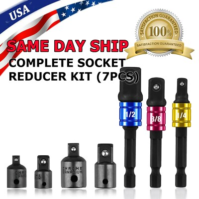 #ad #ad 7 pack 3 8quot; to 1 4quot; 1 2 inch Drive Ratchet SOCKET ADAPTER REDUCER Air Impact Set $6.99