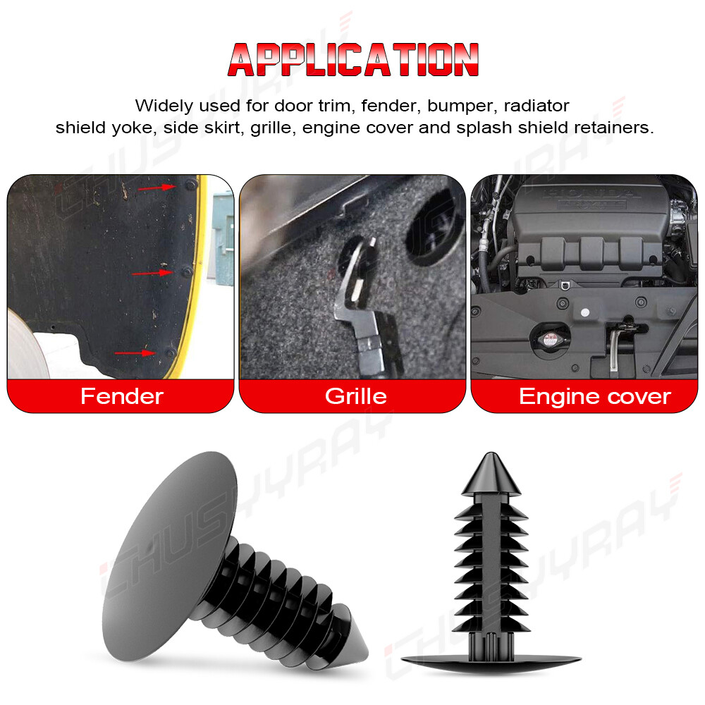 CHUSYYRAY 100-Pack 8mm Car Bumper Clips – Push Fasteners For Fender Trim Panels