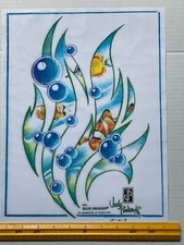 Vintage Art Tattoo Flash Sheet Judy Parker Ocean Fish /T156