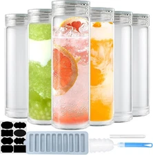 16oz Glass Bottles with Lids, leak-proof, reusable, borosilicate 6pack