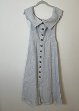 Reformation Adriel Dress Women’s Size 4 Striped White And Blue Midi Buttons