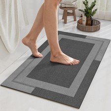 YDKGL Non Slip Bath Mat, Rubber Backing Ultra Thin 16" x 24 , A- Dark Gray