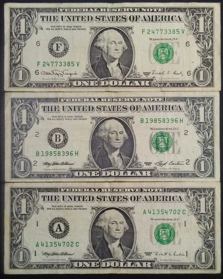 3 Piece Lot 1988-A/1993/1995 $1 FRN Web Notes! - Image 2 of 4
