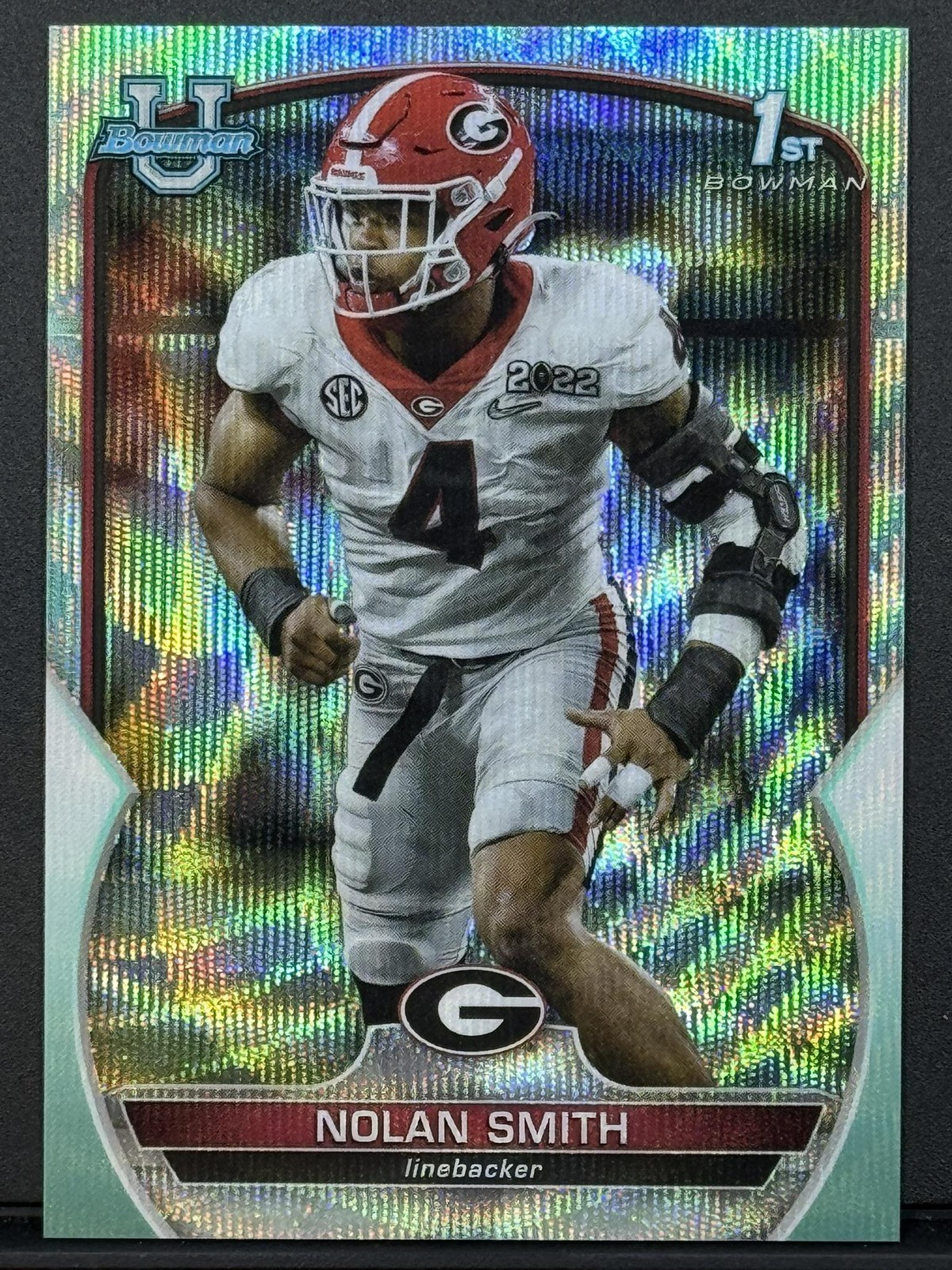 2022 Bowman University Chrome #33 Nolan Smith Aqua Wave Refractor #260/299