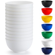 Berglander White Plastic Bowls Set of 12 Pieces 25oz, Reusable and Sturdy Ram...
