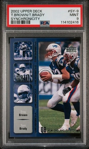 2002 Upper Deck Synchronicity Sy-9 Troy Brown/Tom Brady Synchronicity  *PSA 9*