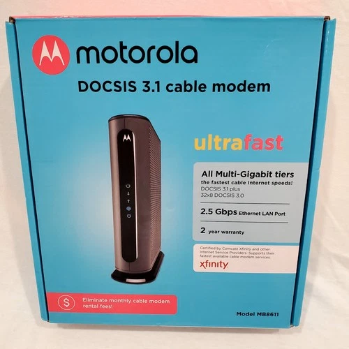 Motorola MB8611 DOCSIS 3.1 Cable Modem 2.5 Gbps (OPEN BOX) cables included
