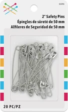 Large 20 Pc Safety Pins, Zinc Count